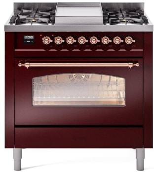 Ilve Nostalgie II Collection UP36FNMPBUP - 36 Inch Freestanding Dual Fuel Range in Front View