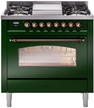 Ilve Nostalgie II Collection UP36FNMPEGB - 36 Inch Freestanding Dual Fuel Range in Front View