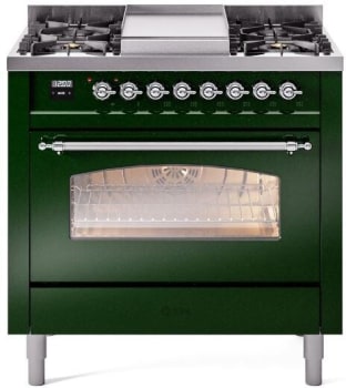 Ilve Nostalgie II Collection UP36FNMPEGC - 36 Inch Freestanding Dual Fuel Range in Front View