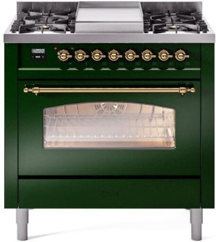 Ilve Nostalgie II Collection UP36FNMPEGGLP - 36 Inch Freestanding Dual Fuel Range in Front View