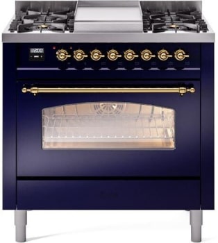 Ilve Nostalgie II Collection UP36FNMPMBG - 36 Inch Freestanding Dual Fuel Range in Front View