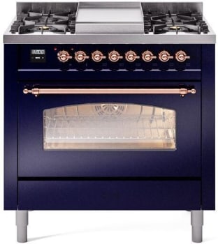 Ilve Nostalgie II Collection UP36FNMPMBP - 36 Inch Freestanding Dual Fuel Range in Front View