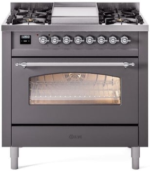 Ilve Nostalgie II Collection UP36FNMPMGCLP - 36 Inch Freestanding Dual Fuel Range in Front View