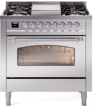 Ilve Nostalgie II Collection UP36FNMPSSC - 36 Inch Freestanding Dual Fuel Range in Front View