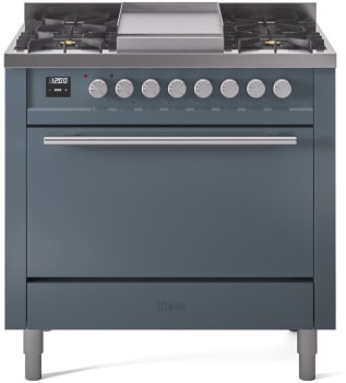 Ilve Professional Plus II UP36FQMPBGLP - 36 Inch Solid Door Freestanding Dual Fuel Range with 6 Sealed Burner