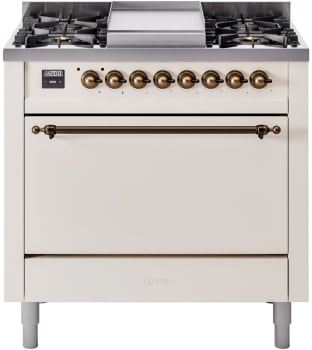 Ilve Nostalgie II Collection UP36FQNMPAWB - 36 Inch Freestanding Dual Fuel Range in Front View
