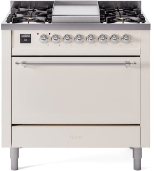 Ilve Nostalgie II Collection UP36FQNMPAWC - 36 Inch Freestanding Dual Fuel Range in Front View