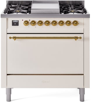 Ilve Nostalgie II Collection UP36FQNMPAWG - 36 Inch Freestanding Dual Fuel Range in Front View