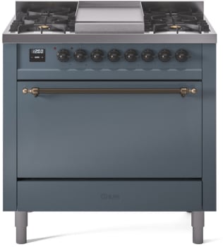 Ilve Nostalgie II Collection UP36FQNMPBGB - 36 Inch Freestanding Dual Fuel Range in Front View
