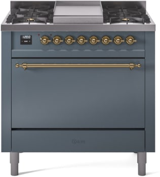Ilve Nostalgie II Collection UP36FQNMPBGG - 36 Inch Freestanding Dual Fuel Range in Front View