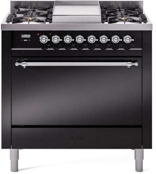 Ilve Nostalgie II Collection UP36FQNMPBKC - 36 Inch Freestanding Dual Fuel Range in Front View