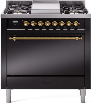 Ilve Nostalgie II Collection UP36FQNMPBKG - 36 Inch Freestanding Dual Fuel Range in Front View