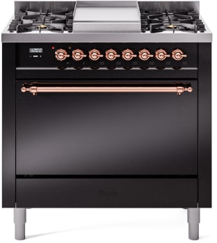 Ilve Nostalgie II Collection UP36FQNMPBKP - 36 Inch Freestanding Dual Fuel Range in Front View