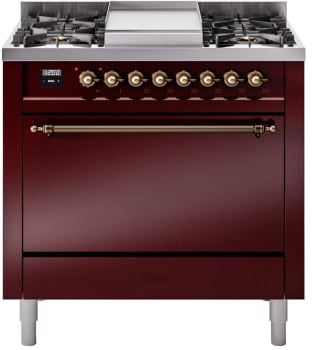 Ilve Nostalgie II Collection UP36FQNMPBUB - 36 Inch Freestanding Dual Fuel Range in Front View