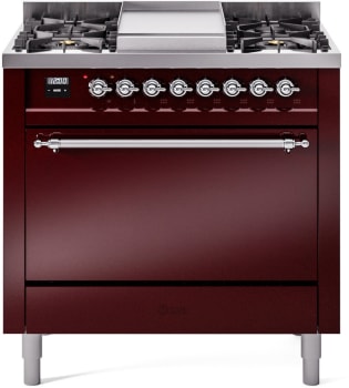 Ilve Nostalgie II Collection UP36FQNMPBUCLP - 36 Inch Freestanding Dual Fuel Range in Front View