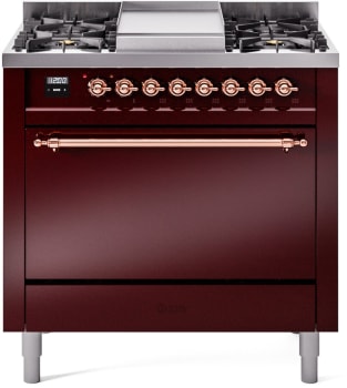 Ilve Nostalgie II Collection UP36FQNMPBUP - 36 Inch Freestanding Dual Fuel Range in Front View
