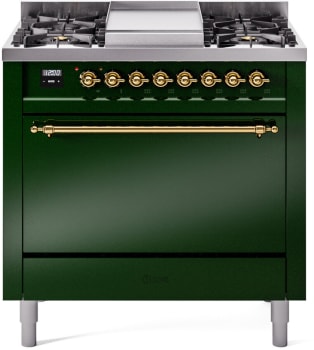 Ilve Nostalgie II Collection UP36FQNMPEGG - 36 Inch Freestanding Dual Fuel Range in Front View