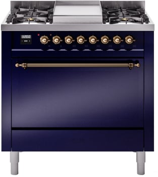 Ilve Nostalgie II Collection UP36FQNMPMBB - 36 Inch Freestanding Dual Fuel Range in Front View