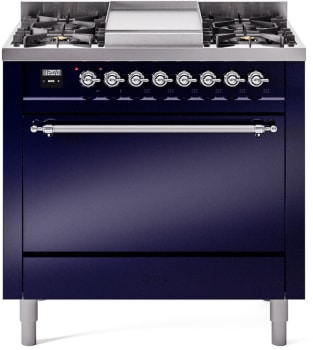 Ilve Nostalgie II Collection UP36FQNMPMBC - 36 Inch Freestanding Dual Fuel Range in Front View