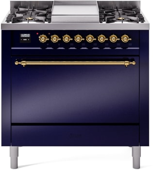 Ilve Nostalgie II Collection UP36FQNMPMBGLP - 36 Inch Freestanding Dual Fuel Range in Front View