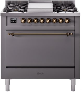 Ilve Nostalgie II Collection UP36FQNMPMGB - 36 Inch Freestanding Dual Fuel Range in Front View