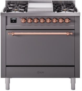 Ilve Nostalgie II Collection UP36FQNMPMGP - 36 Inch Freestanding Dual Fuel Range in Front View