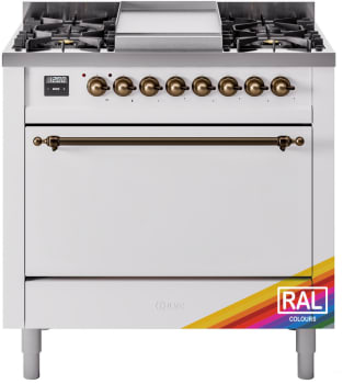 Ilve Nostalgie II Collection UP36FQNMPRAB - 36 Inch Freestanding Dual Fuel Range in Front View
