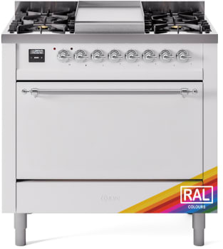 Ilve Nostalgie II Collection UP36FQNMPRAC - 36 Inch Freestanding Dual Fuel Range in Front View