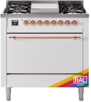 Ilve Nostalgie II Collection UP36FQNMPRAP - 36 Inch Freestanding Dual Fuel Range in Front View