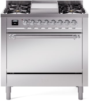 Ilve Nostalgie II Collection UP36FQNMPSSC - 36 Inch Freestanding Dual Fuel Range in Front View