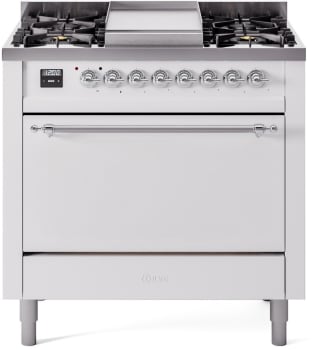 Ilve Nostalgie II Collection UP36FQNMPWHC - 36 Inch Freestanding Dual Fuel Range in Front View