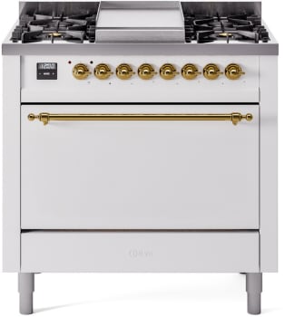 Ilve Nostalgie II Collection UP36FQNMPWHG - 36 Inch Freestanding Dual Fuel Range in Front View