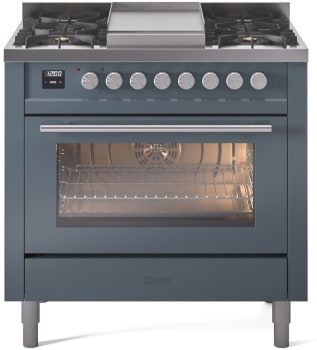 Ilve Professional Plus II UP36FWMPBGLP - 36 Inch Triple Glass Door Freestanding Dual Fuel Range with 6 Sealed Burner and Griddle