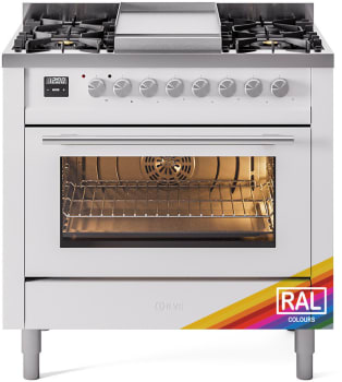Ilve Professional Plus II UP36FWMPRALP - 36 Inch Triple Glass Door Freestanding Dual Fuel Range with 6 Sealed Burner and Griddle