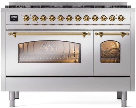 Ilve Nostalgie II Collection UP488NMPSSGLP - 48 Inch Freestanding Dual Fuel Range with 8 Sealed Burners