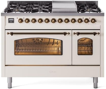 Ilve Nostalgie II Collection UP48FNMPAWBLP - 48 Inch Freestanding Dual Fuel Range in Front View