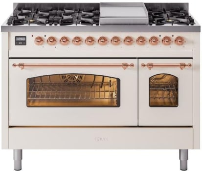 Ilve Nostalgie II Collection UP48FNMPAWPLP - 48 Inch Freestanding Dual Fuel Range in Front View