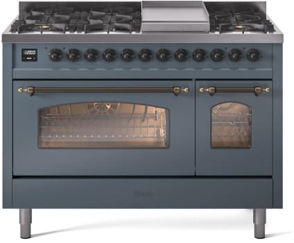 Ilve Nostalgie II Collection UP48FNMPBGBLP - 48 Inch Freestanding Dual Fuel Range in Cooktop View