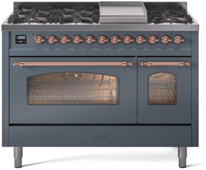 Ilve Nostalgie II Collection UP48FNMPBGPLP - 48 Inch Freestanding Dual Fuel Range in Front View