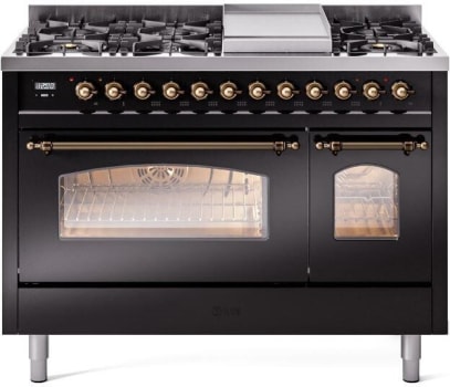 Ilve Nostalgie II Collection UP48FNMPBKBLP - 48 Inch Freestanding Dual Fuel Range in Front View