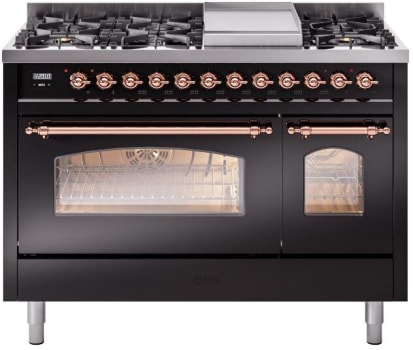 Ilve Nostalgie II Collection UP48FNMPBKP - 48 Inch Freestanding Dual Fuel Range in Front View