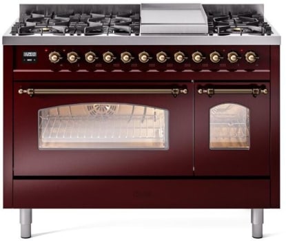 Ilve Nostalgie II Collection UP48FNMPBUBLP - 48 Inch Freestanding Dual Fuel Range in Front View