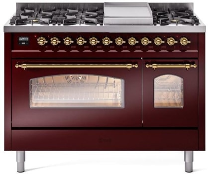 Ilve Nostalgie II Collection UP48FNMPBUGLP - 48 Inch Freestanding Dual Fuel Range in Front View