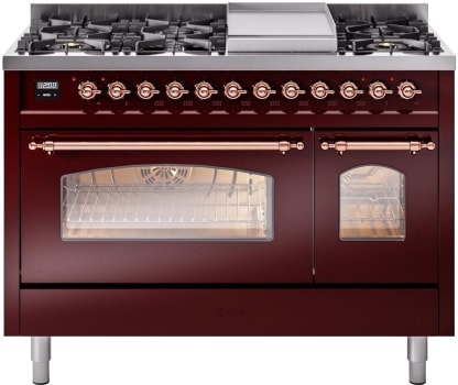 Ilve Nostalgie II Collection UP48FNMPBUP - 48 Inch Freestanding Dual Fuel Range in Front View