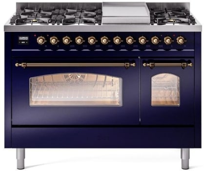 Ilve Nostalgie II Collection UP48FNMPMBBLP - 48 Inch Freestanding Dual Fuel Range in Front View