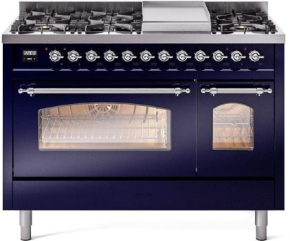 Ilve Nostalgie II Collection UP48FNMPMBCLP - 48 Inch Freestanding Dual Fuel Range in Front View