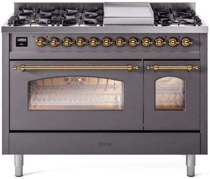 Ilve Nostalgie II Collection UP48FNMPMGG - 48 Inch Freestanding Dual Fuel Range in Front View