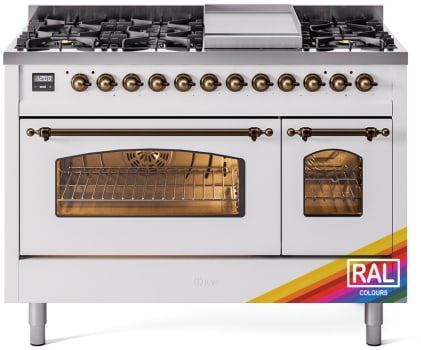 Ilve Nostalgie II Collection UP48FNMPRABLP - 48 Inch Freestanding Dual Fuel Range in Front View