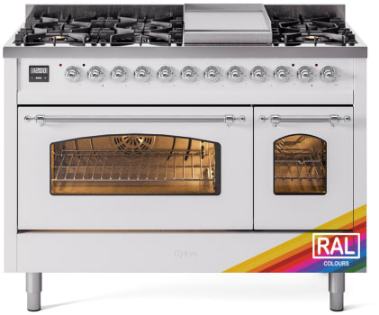 Ilve Nostalgie II Collection UP48FNMPRACLP - 48 Inch Freestanding Dual Fuel Range in Front View