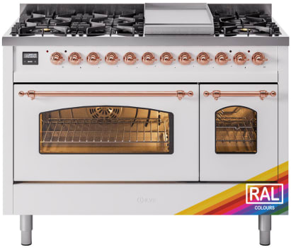 Ilve Nostalgie II Collection UP48FNMPRAPLP - 48 Inch Freestanding Dual Fuel Range in Front View
